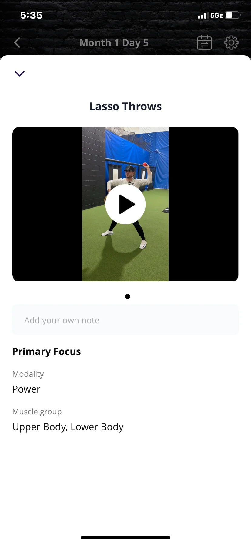 BSF Performance App athlete performance dashboard