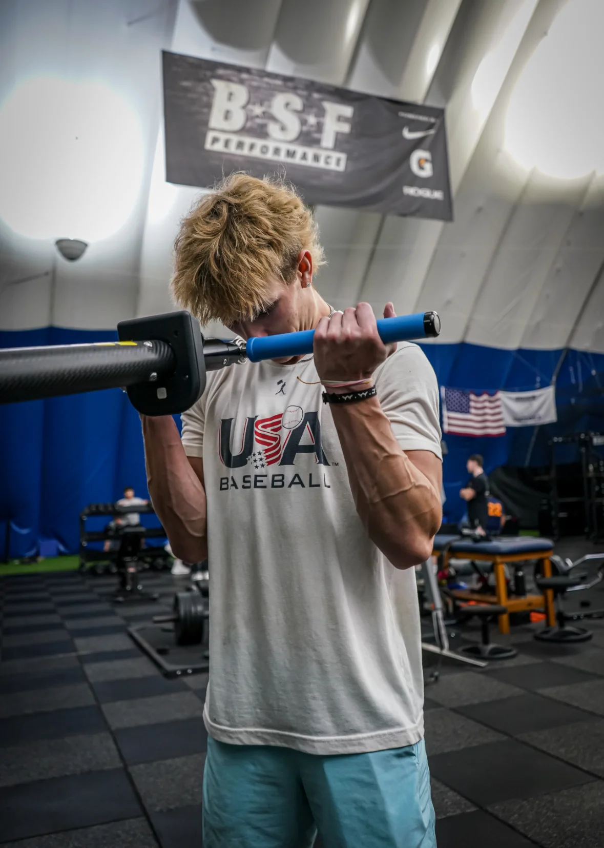 Indoor baseball training facility with pitching mounds at BSF Lockport